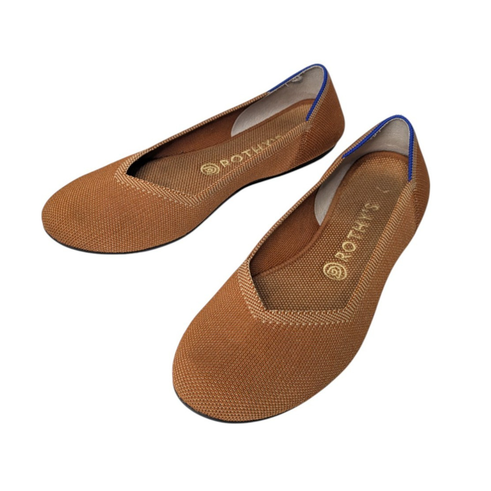 Rothy's Knit Slip-On Ballet Flats with Blue Trim